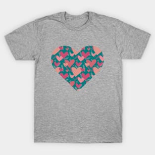 Cute heart pattern in teal background T-Shirt